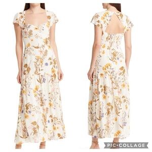 NWT Reformation Myah Floral-Printed Maxi Dress in Frolic Back Cut Out Size 0